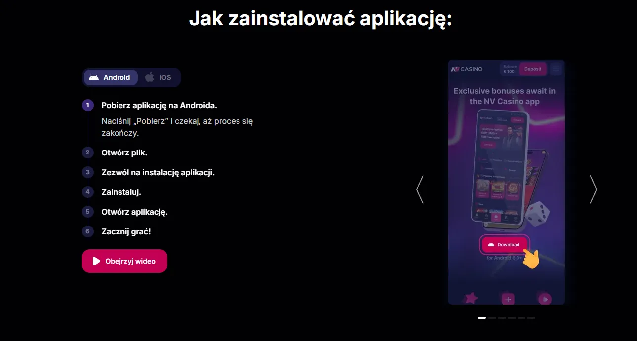 NV Casino app Android – pobieranie pliku APK